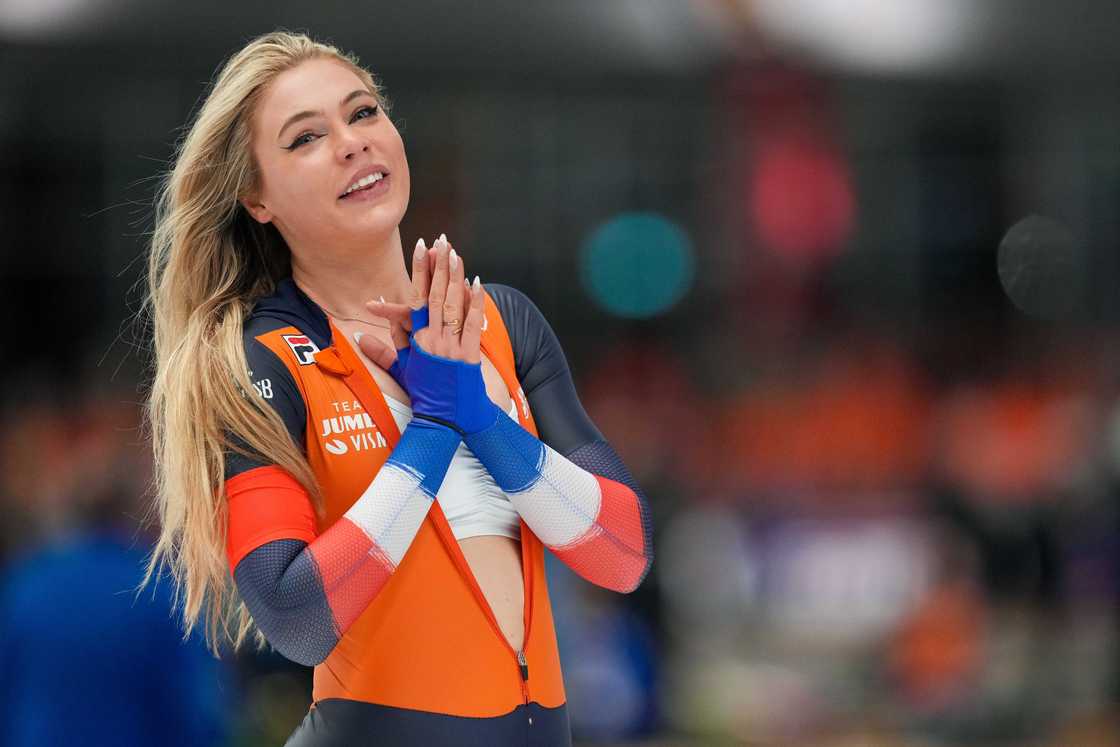 Jutta Leerdam of the Netherlands competing on the Women's 1000m during the ISU World Speed Skating Sprint Championships at Max Aicher Arena in Inzell, Germany Jutta Leerdam of the Netherlands competing on the Women's 1000m during the ISU World Speed Skating Sprint Championships at Max Aicher Arena in Inzell, Germany