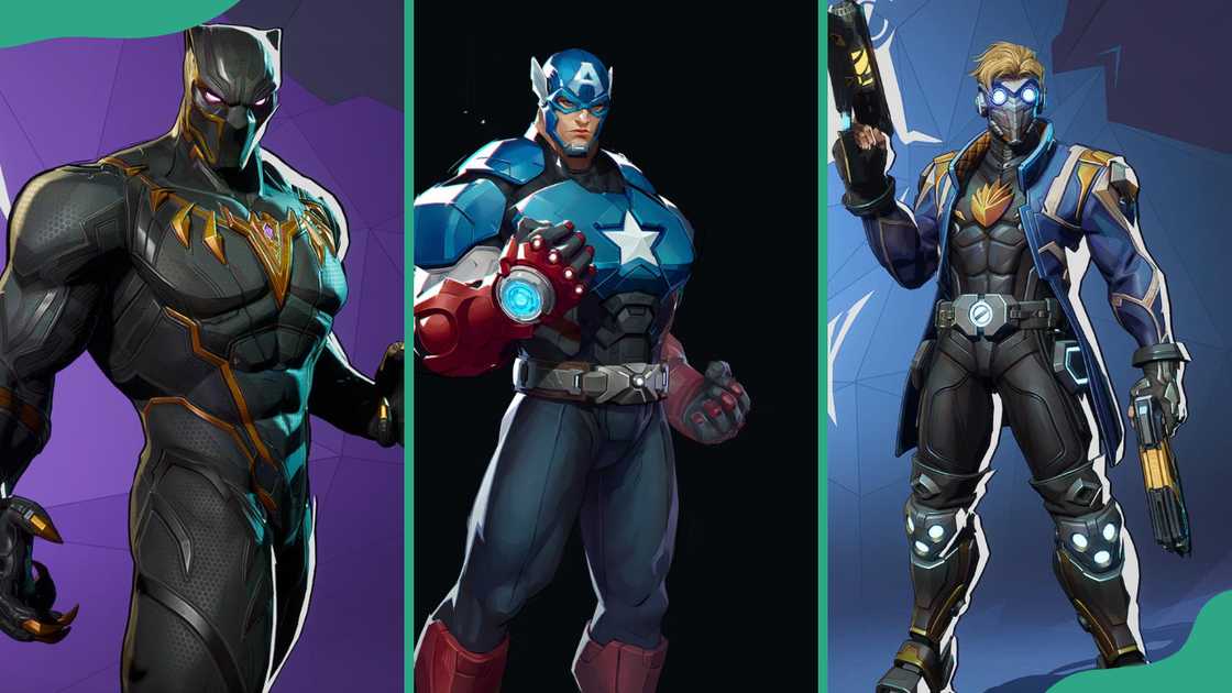 Marvel Rivals characters: Black Panther, Captain America, and Star-Lord