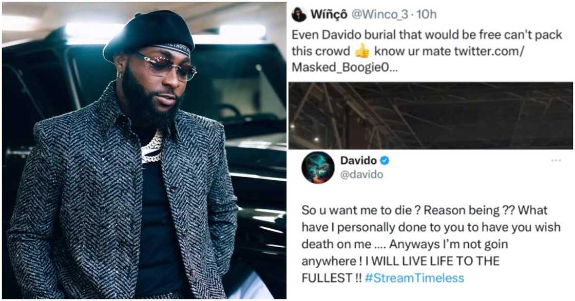 Davido replies troll who wished him death. Davido replies troll who wished him death.