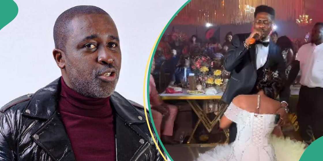 Frank Edoho berates Moses Bliss for hugging Ekene Uwenwa. Frank Edoho berates Moses Bliss for hugging Ekene Uwenwa.