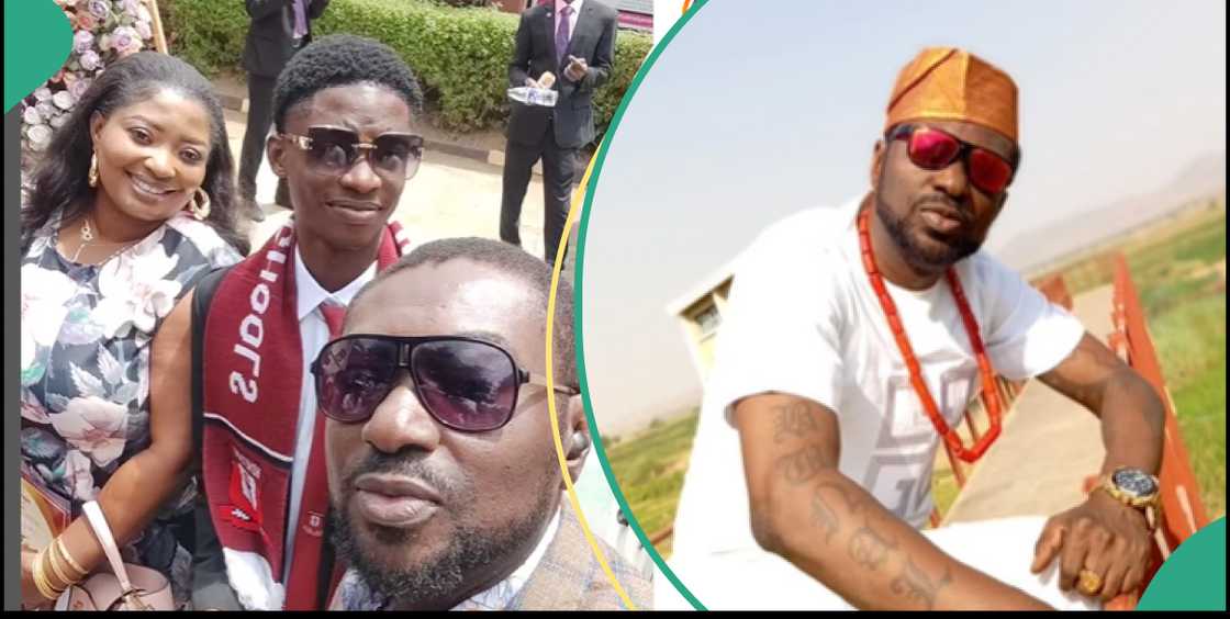 Baackface and son at school graduation Baackface and son at school graduation