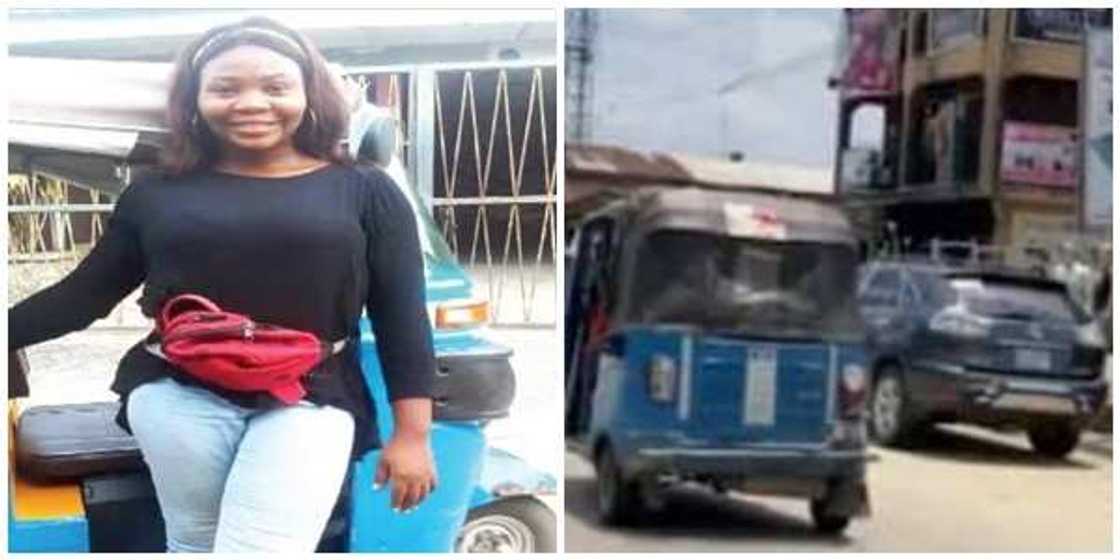 Amarachi Ihezie, a graduate of sociology from University of Calabar rides Keke in Delta state