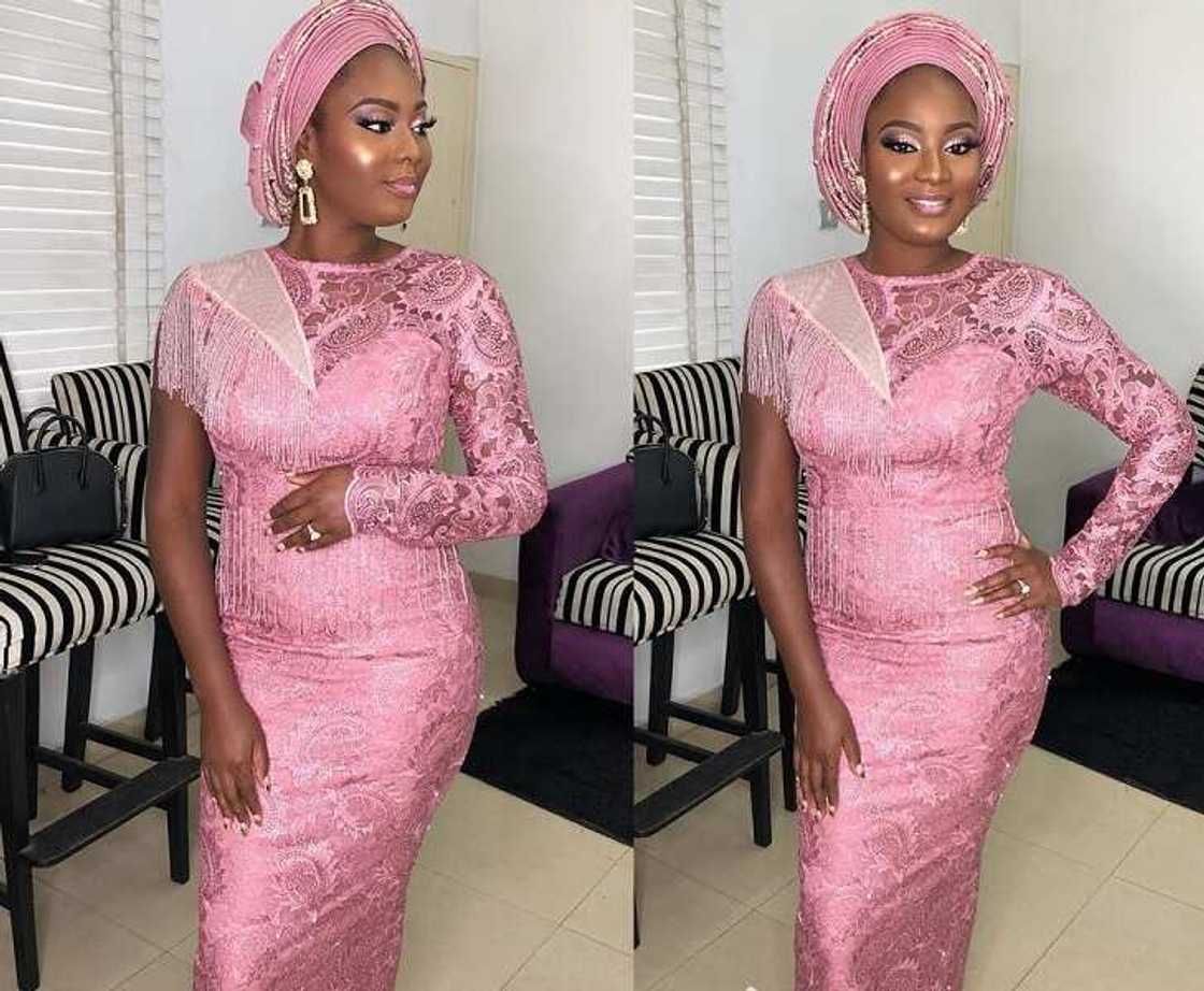 Bella Naija lace fashion dress with asymmetry Bella Naija lace fashion dress with asymmetry
