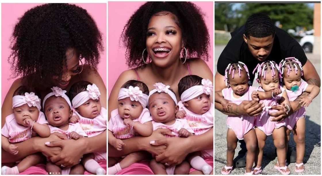 Black couple and their triplets