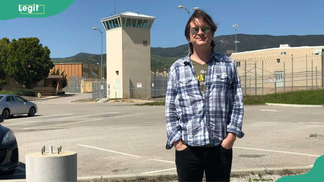 Zach Leary standing in front of the California Men’s Colony prison in 2024 Zach Leary standing in front of the California Men’s Colony prison in 2024