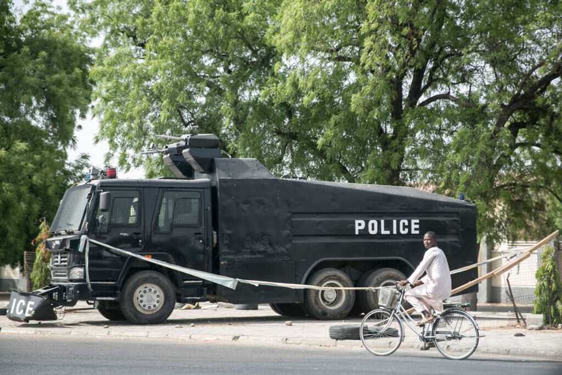 Armed police vehicle in Maiduguri Armed police vehicle in Maiduguri