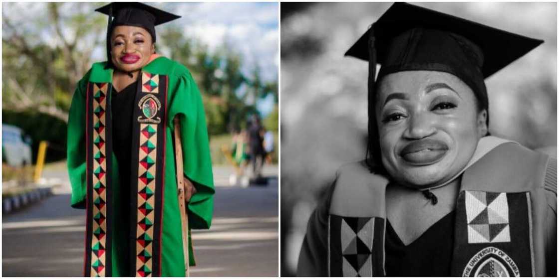 Lady with Disability Celebrates as She Graduates from University against All Odds, Photos Break the Internet Lady with Disability Celebrates as She Graduates from University against All Odds, Photos Break the Internet