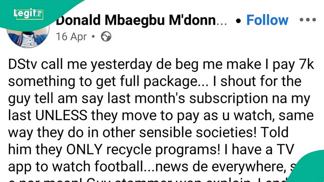 Man reacts after receiving call from MultiChoice, shares details