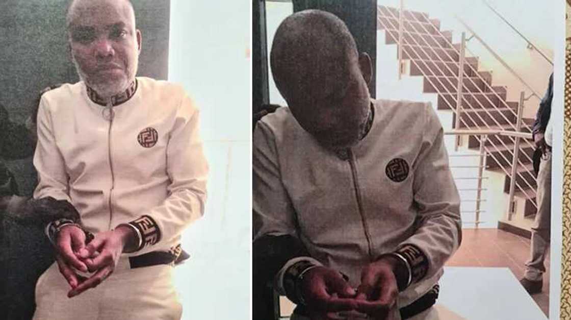 Nnamdi Kanu in handcuff Nnamdi Kanu in handcuff