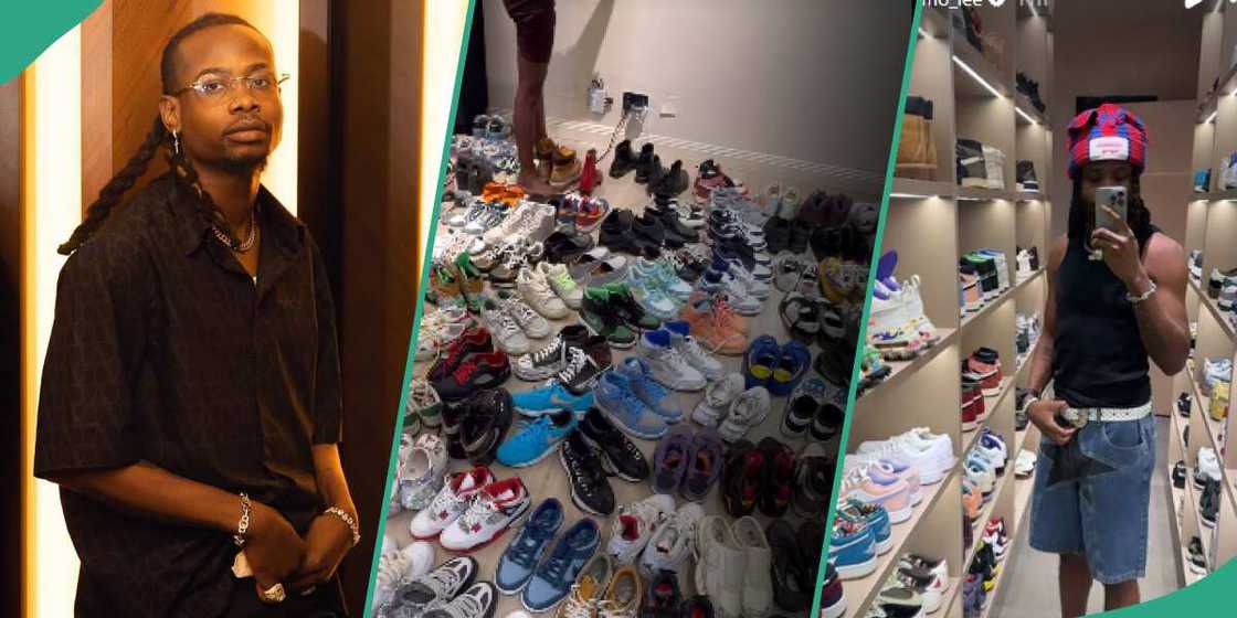 Yhemo Lee shows off his shoe wardrobe.