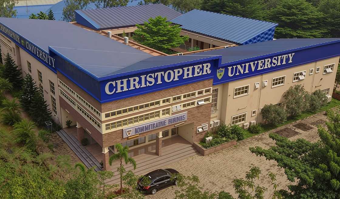 An aerial view of the Christopher University administration building An aerial view of the Christopher University administration building