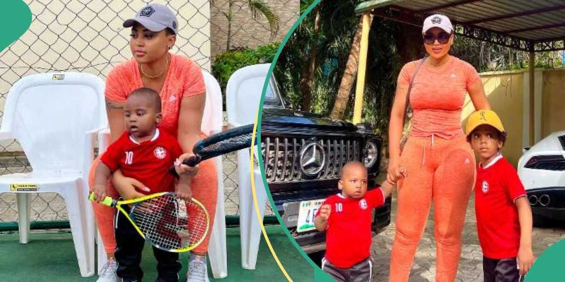 Actress Regina Daniels and her sons