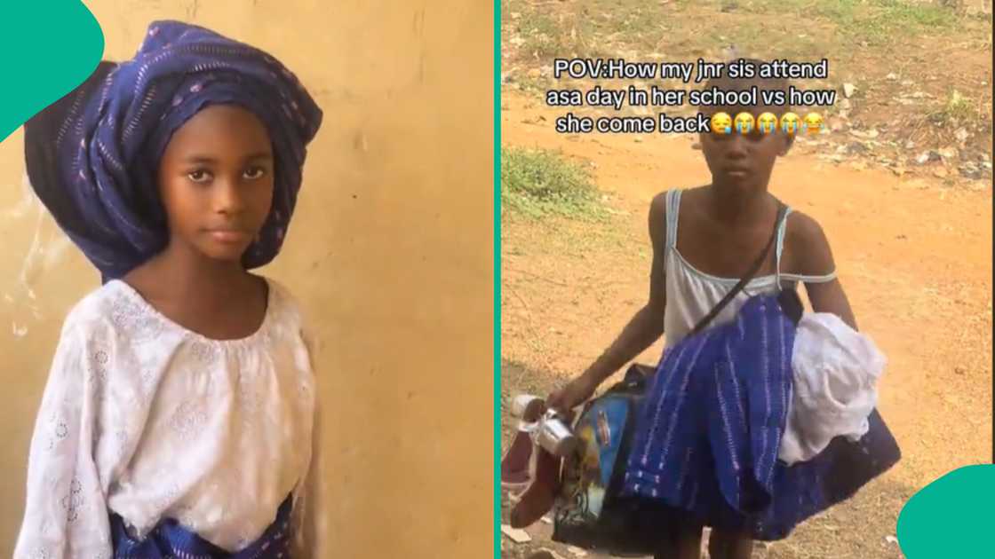 Girl came back dressed differently from school. Girl came back dressed differently from school.