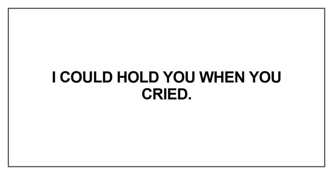 I could hold you when you cried I could hold you when you cried