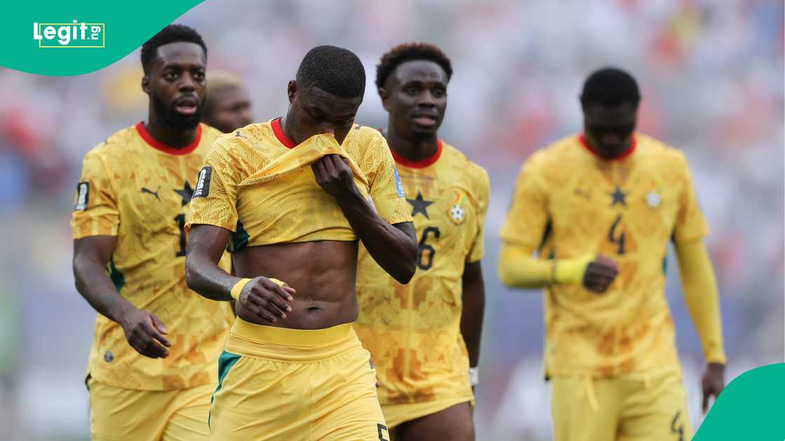 Thomas Partey of Ghana looks dejected during the FIFA World Cup 2026. Photo by James Gill