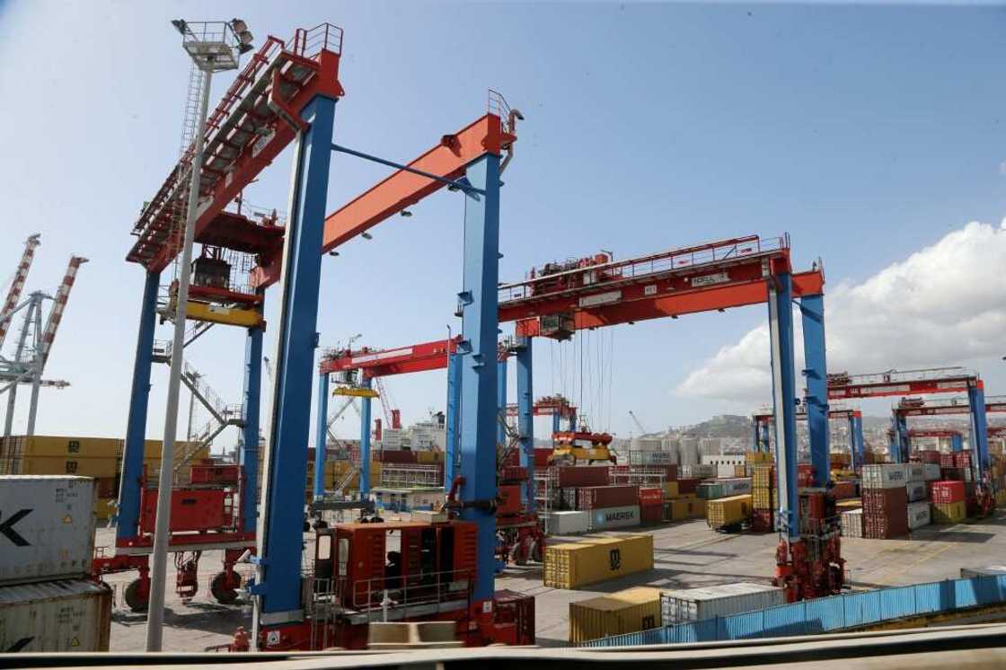 Containers in the commercial area of the port of Naples Containers in the commercial area of the port of Naples