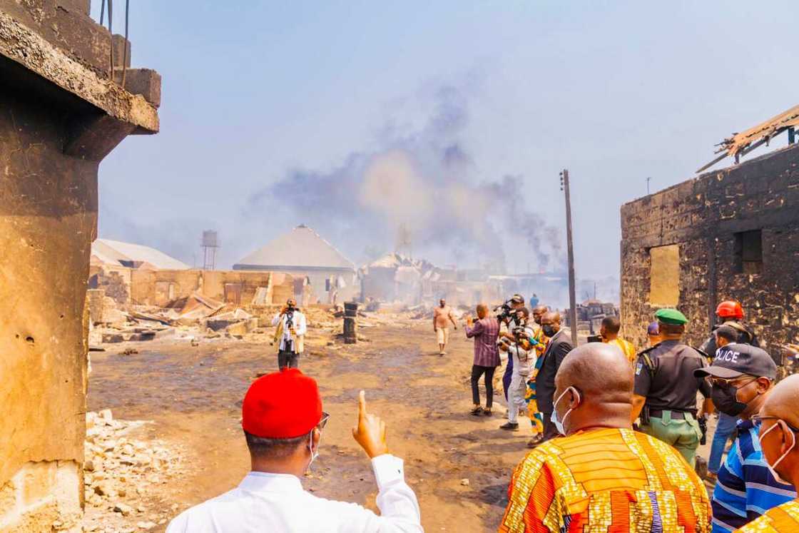 Okowa Visits Scene of Fuel Tanker Explosion on Warri-Portharcout Expressway