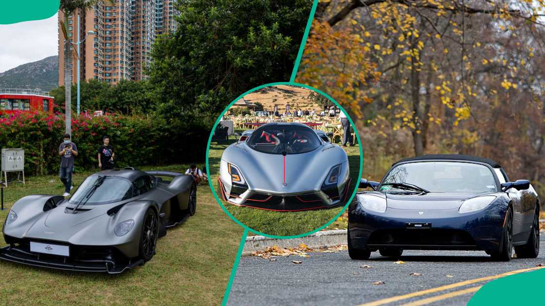 Aston Martin Valkyrie (L), SSC Tuatara (C), Tesla Roadster (R)