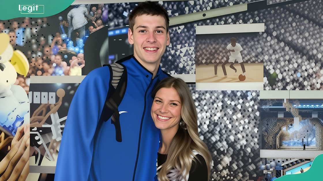Kyle Filipowski and Caitlin Hutchinson at a basketball stadium Kyle Filipowski and Caitlin Hutchinson at a basketball stadium