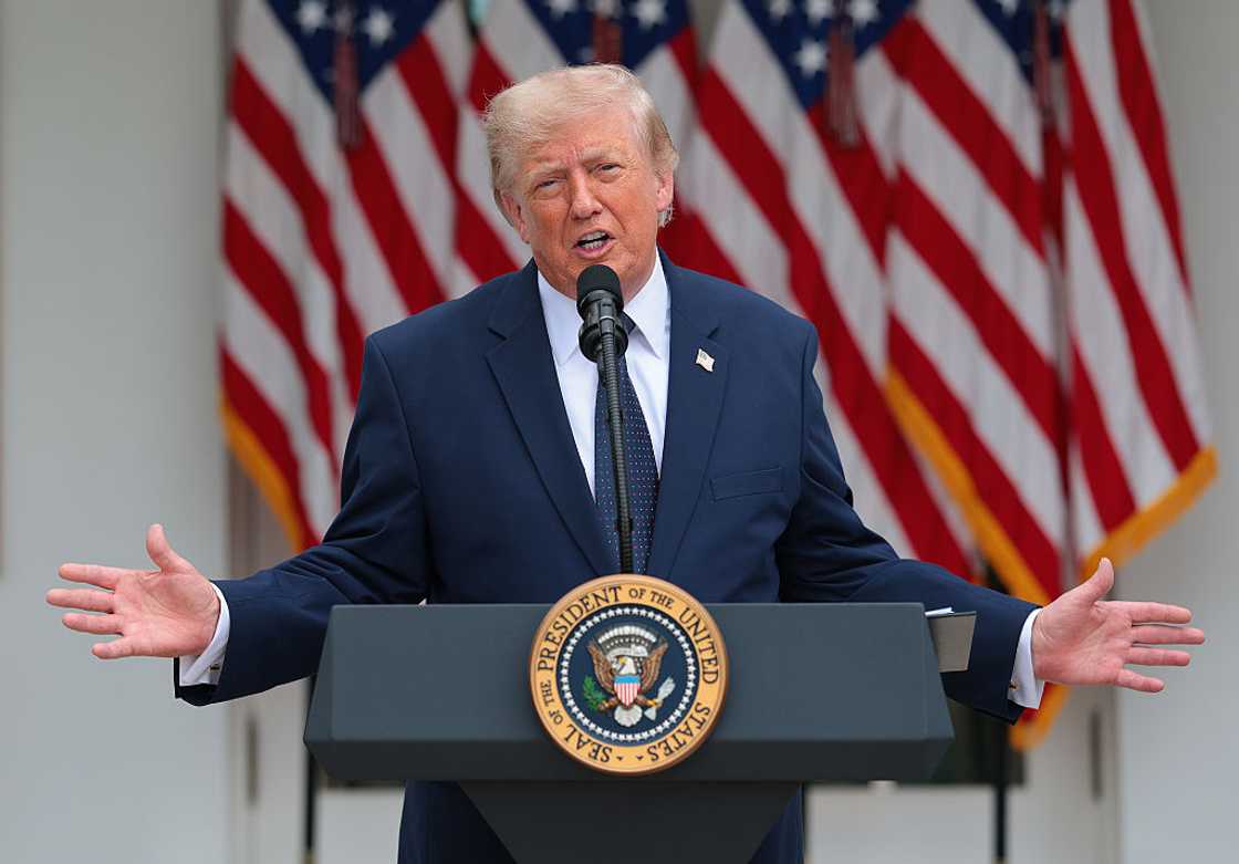 Donald Trump speaks at the White House Donald Trump speaks at the White House