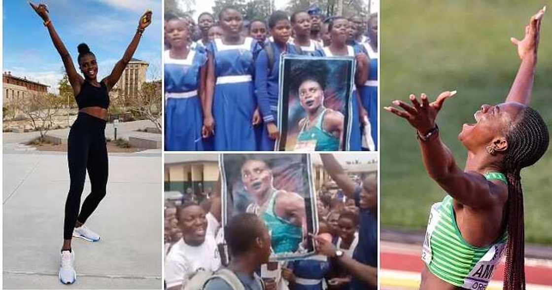 Tobi Amusan, students of alma mater, congratulations