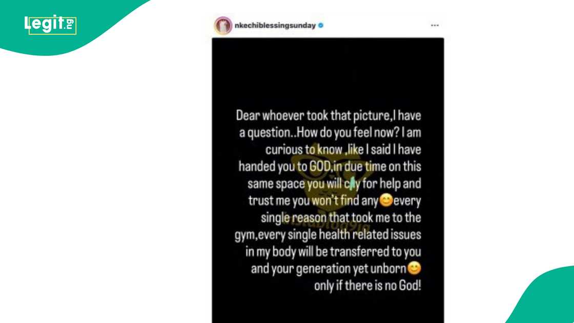 Nkechi Blessing continues to drag gym-goer who shared her picture Nkechi Blessing continues to drag gym-goer who shared her picture