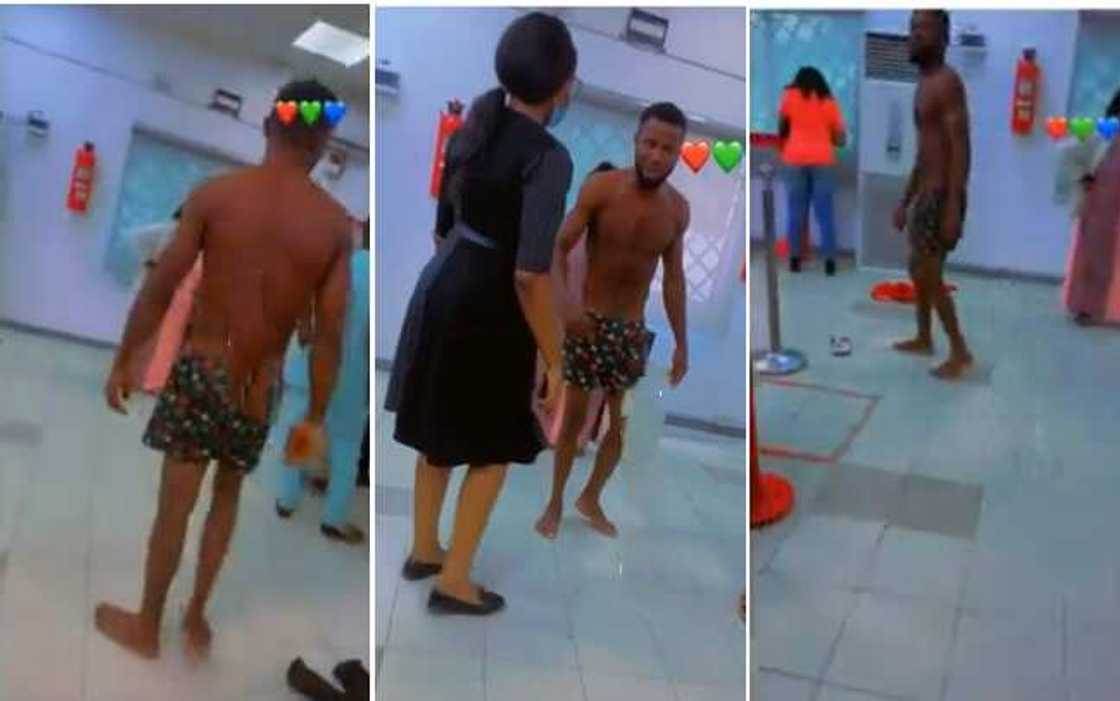 Man strips to his boxers inside a Nigerian commercial bank in protest for being wrongfully debited Man strips to his boxers inside a Nigerian commercial bank in protest for being wrongfully debited
