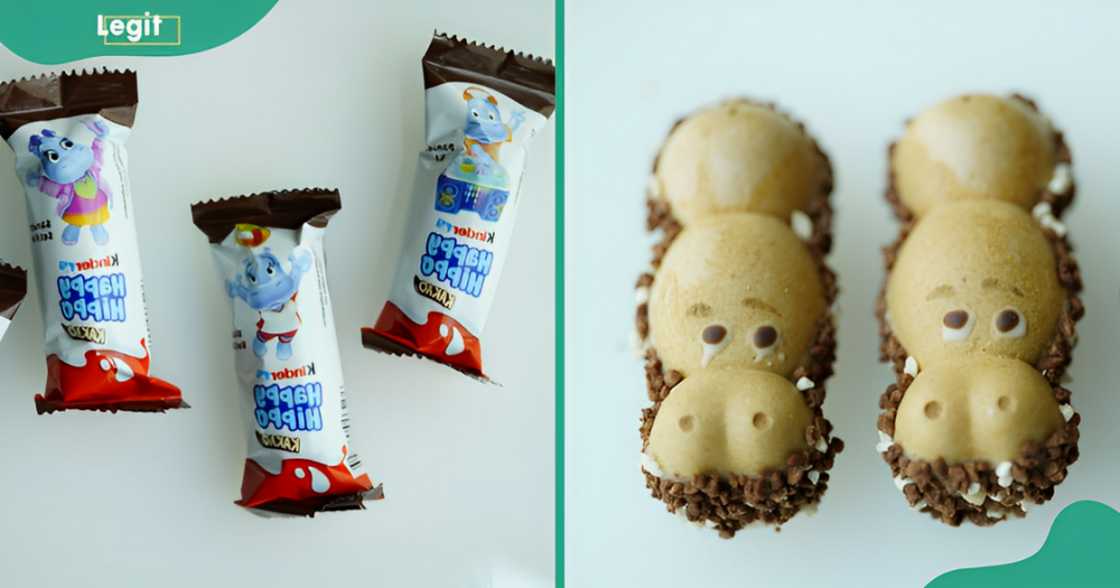 Unopened and opened Kinder Happy Hippo bars