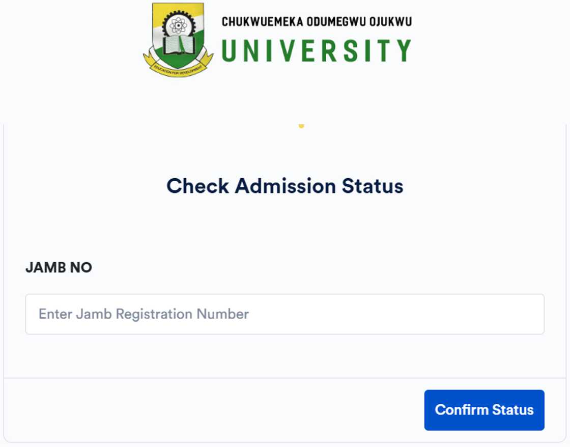 COOU portal check result page