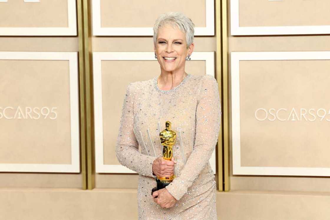 Jamie Lee Curtis poses in the press room during the 95th Annual Academy Awards
