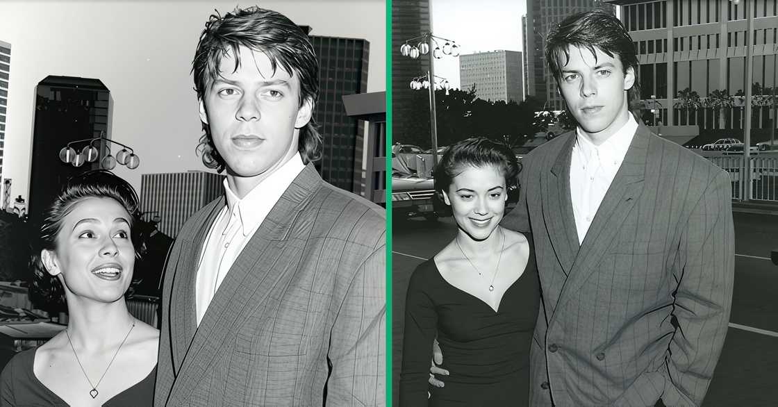 Wayne McBean and Alyssa Milano hold each other Wayne McBean and Alyssa Milano hold each other