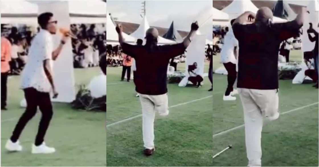 Physically challenged man boldly abandons crutches to dance as Kofi Kinaata performs Susuka Physically challenged man boldly abandons crutches to dance as Kofi Kinaata performs Susuka