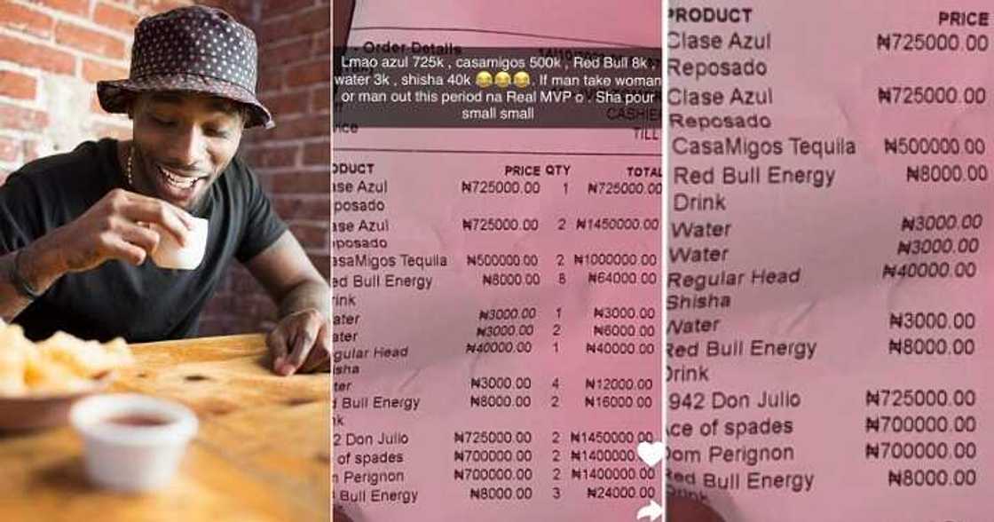 Man posts receipt of drinks in Lagos bar