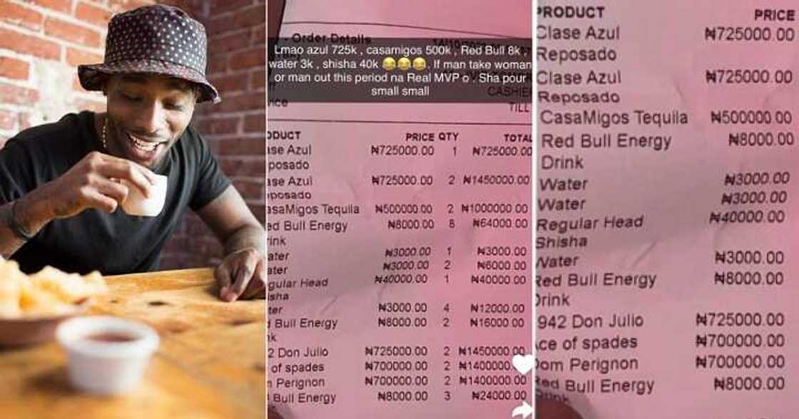 Man posts receipt of drinks in Lagos bar Man posts receipt of drinks in Lagos bar
