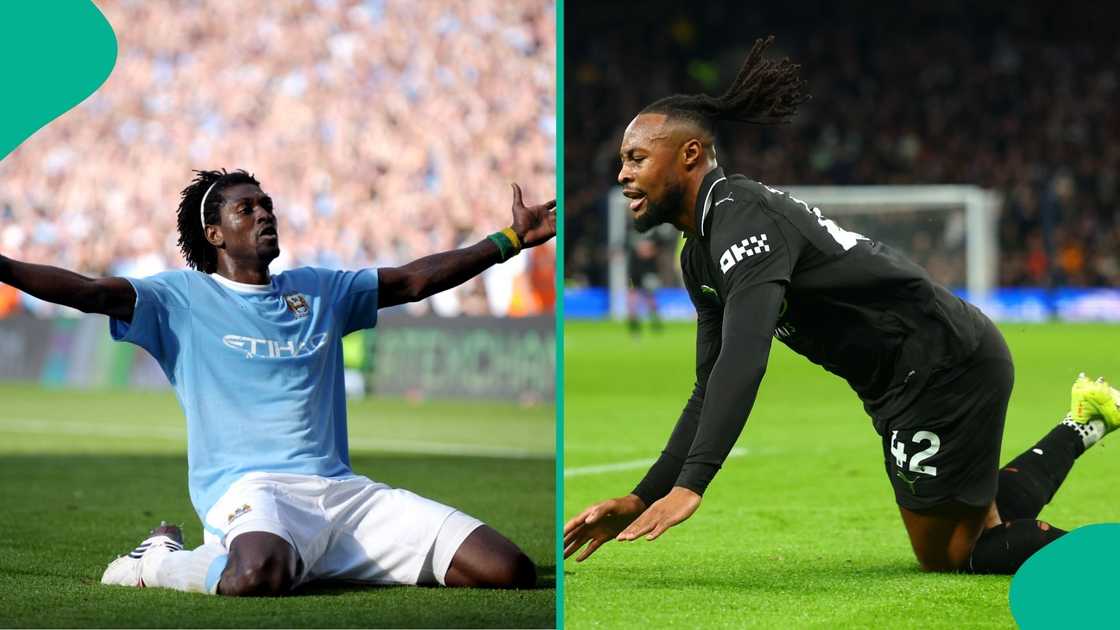 Antonine Semenyo, Emmanuel Adebayor, Manchester City, Tottenham, Football, England.