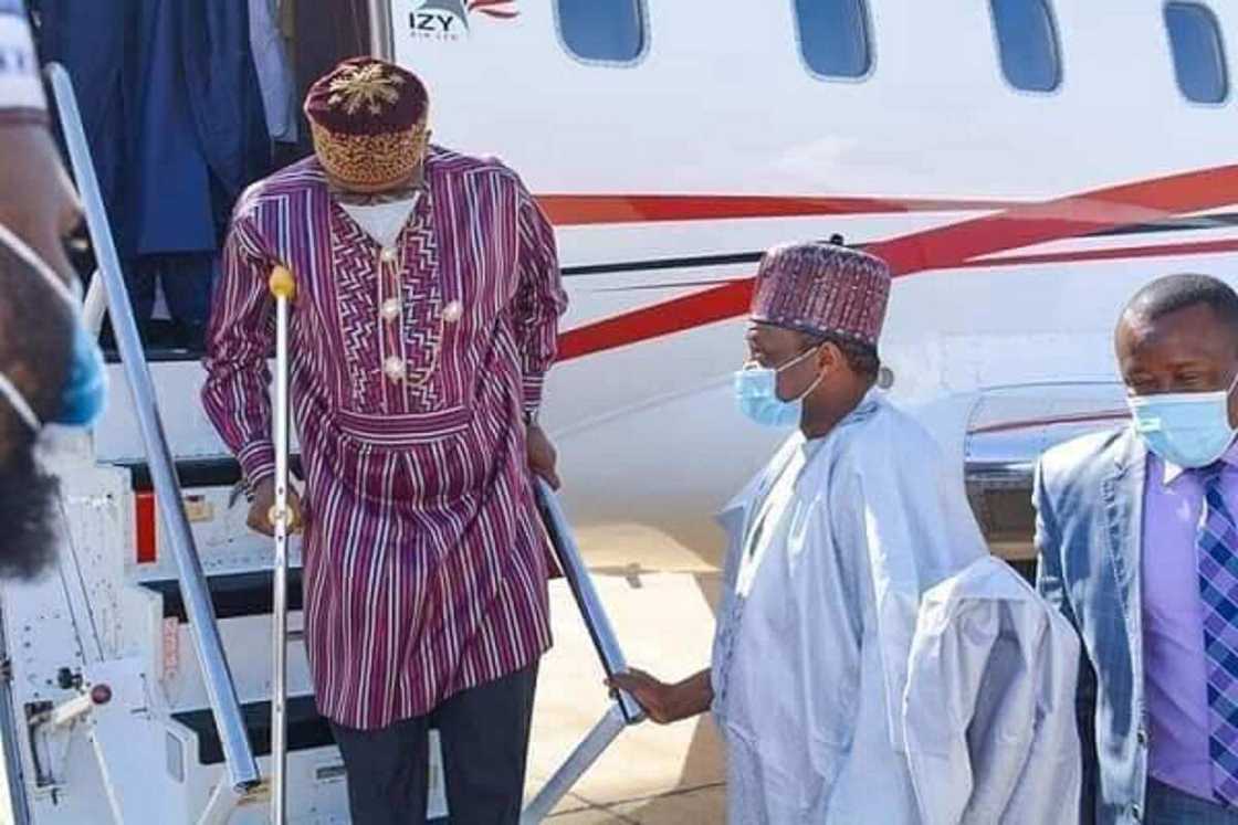 Injured Amaechi walks with crutches Injured Amaechi walks with crutches