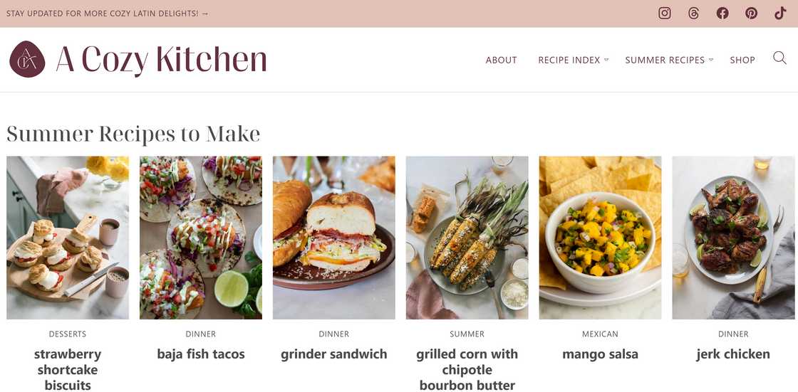 A Cozy Kitchen homepage