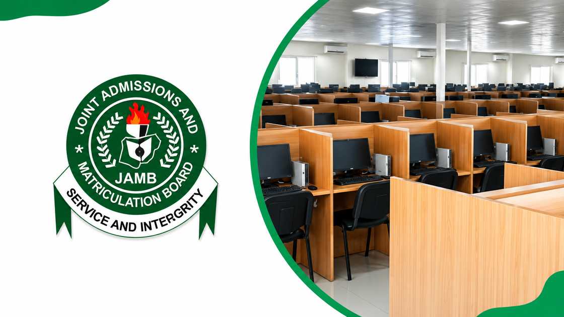 The JAMB logo and a CBT centre in Nigeria
