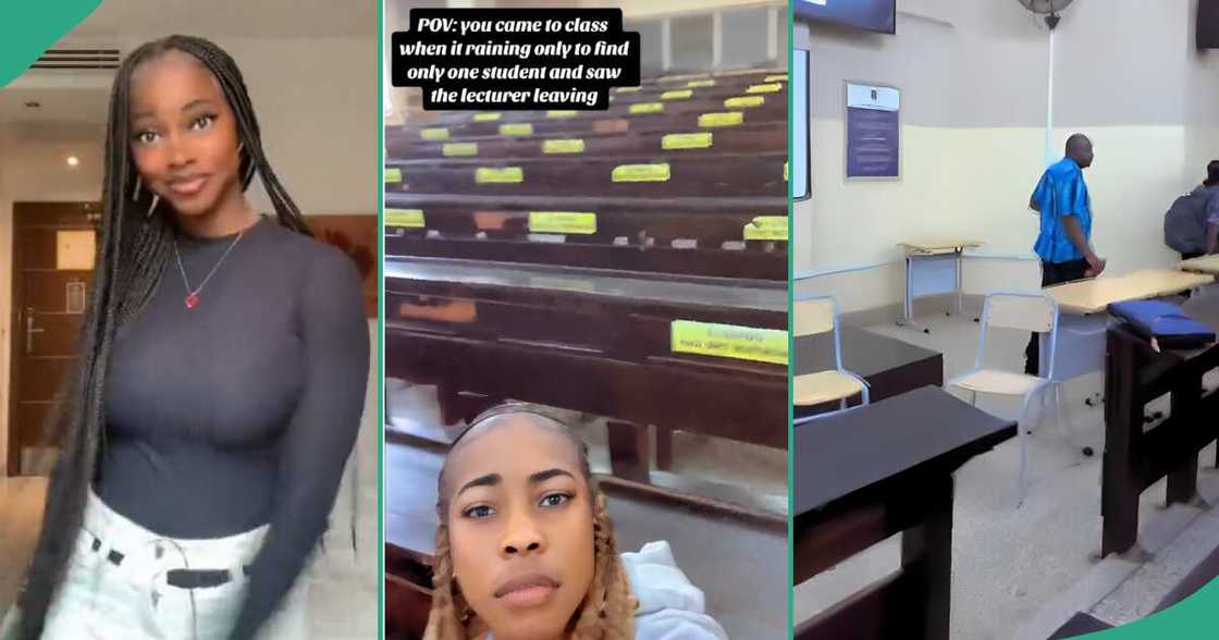Lady gets rewarded by lecturer for attending his class in rain Lady gets rewarded by lecturer for attending his class in rain