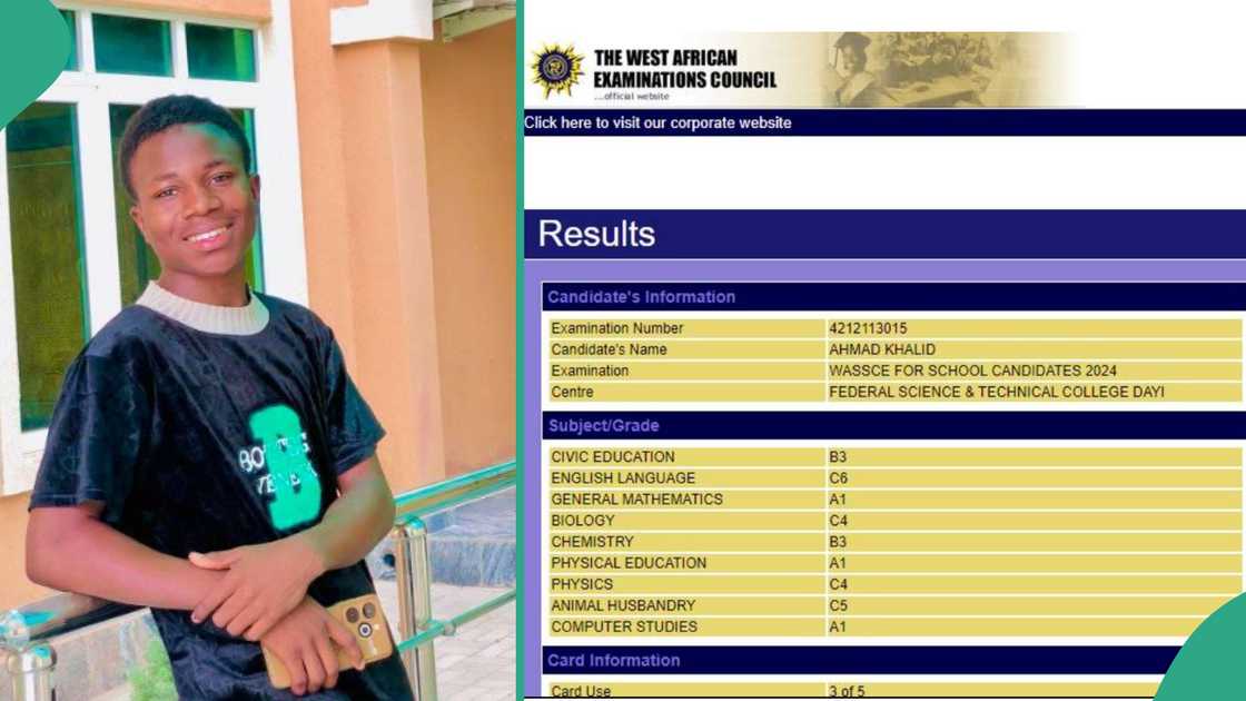 Boy shares his WAEC result.