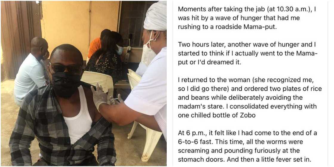 I was hit by hunger - Man Shares Funny Experience after Receiving COVID-19 Vaccine; Many React I was hit by hunger - Man Shares Funny Experience after Receiving COVID-19 Vaccine; Many React