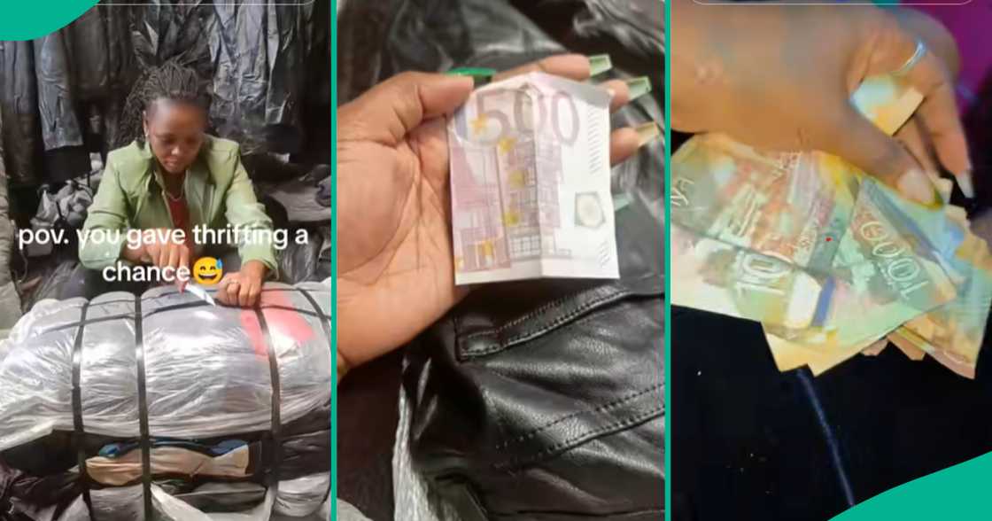 Okrika seller sees foreign currency inside bale of clothes