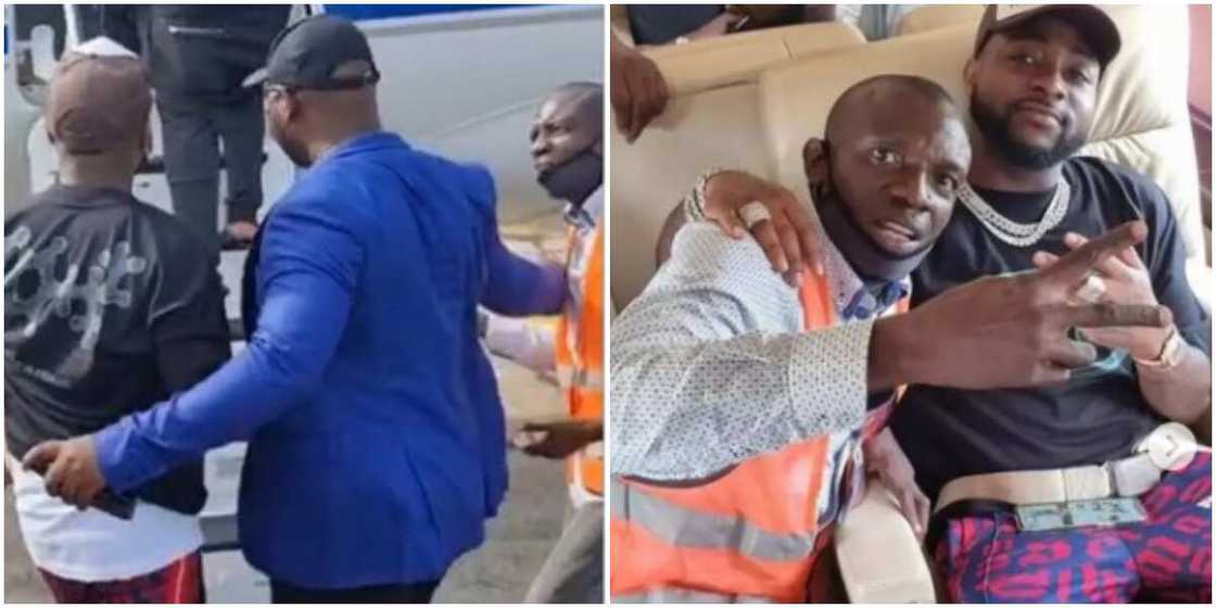 Davido and an airport staff Davido and an airport staff