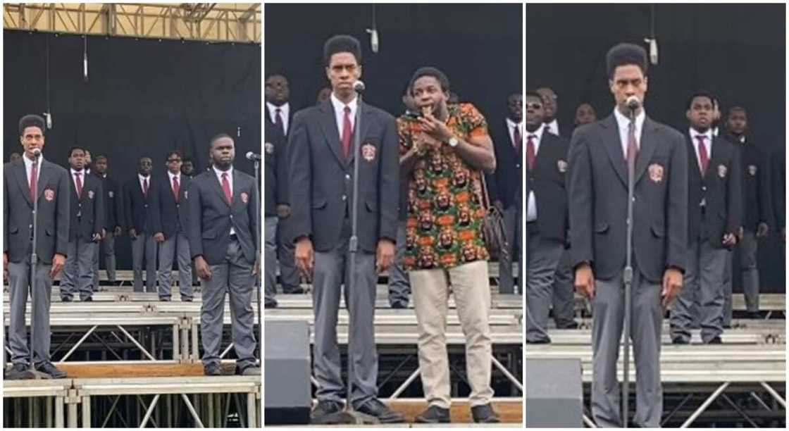 Morehouse College students perform "Obi Dimkpa" by Laz Ekwueme in Enugu. Morehouse College students perform "Obi Dimkpa" by Laz Ekwueme in Enugu.