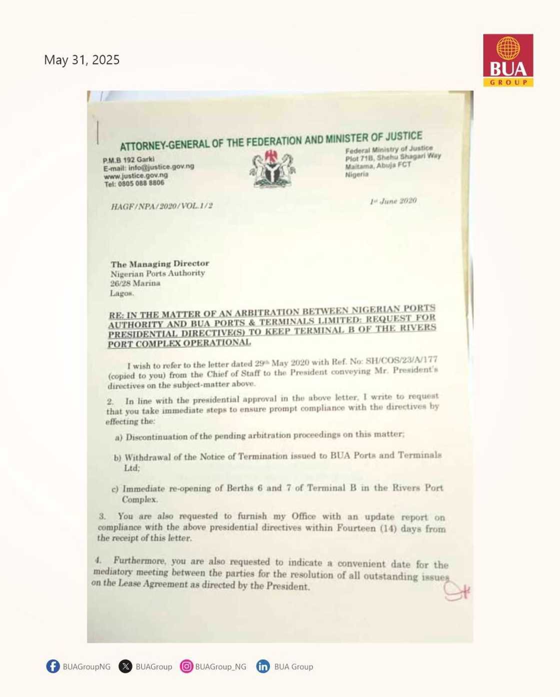 BUA Issues Official Response to Hadiza Bala Usman’s Contractual Breach Allegations BUA Issues Official Response to Hadiza Bala Usman’s Contractual Breach Allegations