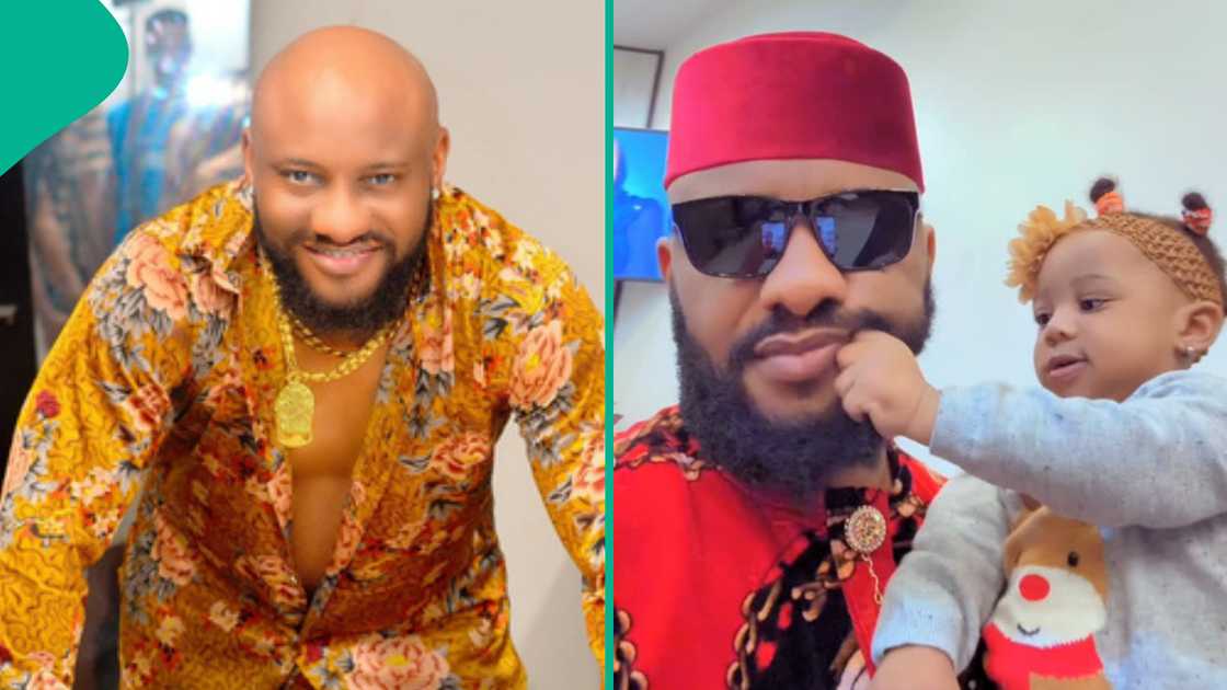 Yul Edochie makes video with his second daughter Storm. Yul Edochie makes video with his second daughter Storm.