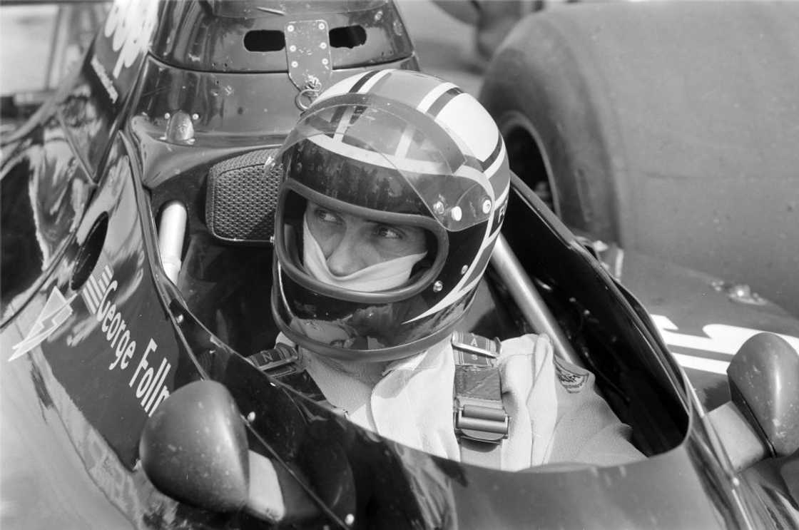 George Follmer sits in his Shadow DN1 Ford at the Belgian GP in 1973 George Follmer sits in his Shadow DN1 Ford at the Belgian GP in 1973