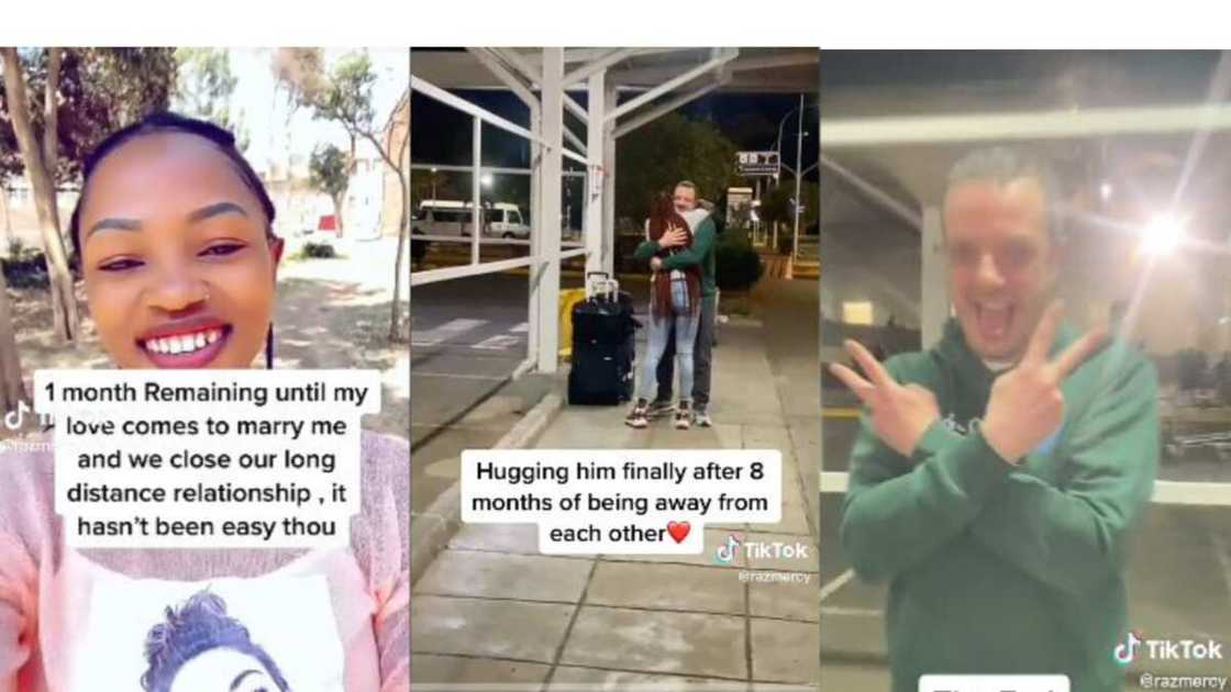 Happy interracial couple on long distance relationship hugs Happy interracial couple on long distance relationship hugs