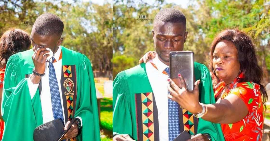 Young Man Celebrates University Graduation at Father's Grave: "I Came Here to Say Thank You Papa" Young Man Celebrates University Graduation at Father's Grave: "I Came Here to Say Thank You Papa"