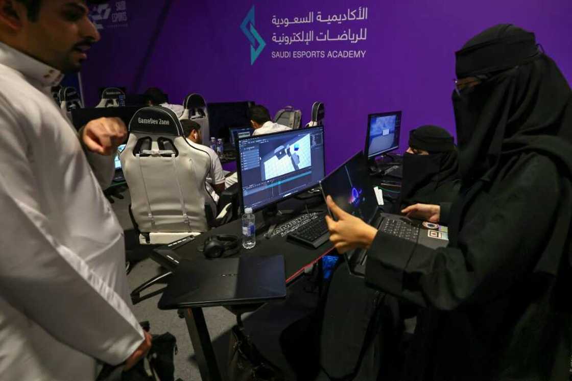 Saudi trainees attend a training course at the Saudi Esport Academy in Riyadh Saudi trainees attend a training course at the Saudi Esport Academy in Riyadh